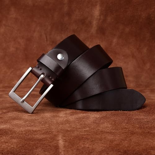 Mens Womens 1.5" Everyday Handcrafted Cowhide Belt Solid Leather Strap Silver Buckle for Work Business and Casual4