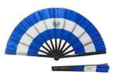 LUYITSVE El Salvador Flag Folding Hand Fan 13 inch – Portable Travel Fan for Summer Cooling, Patriotic Party Supplies, Sports Events & Independence Day Celebrations. (El Salvador)