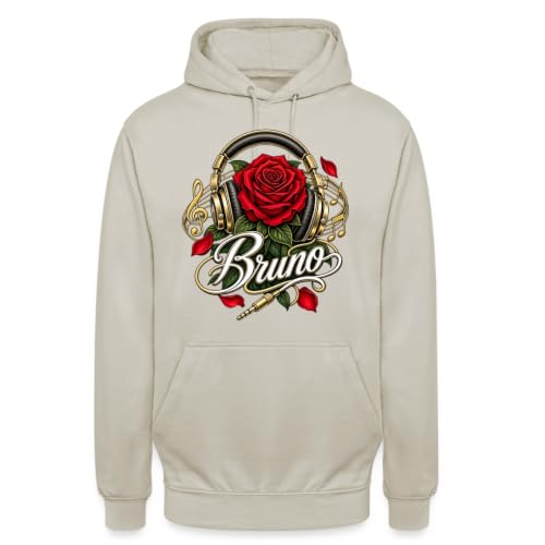 Bruno Music and Rose Design Statement Unisex Hoodie, Natural stone, XL