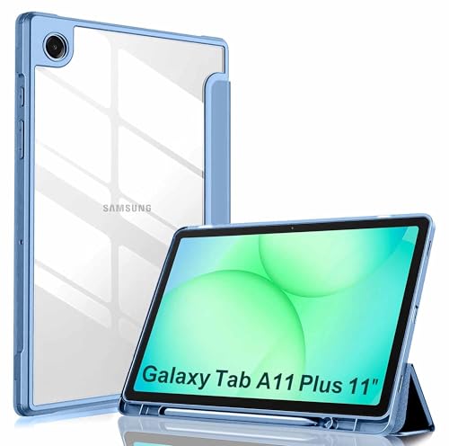 Image of ProElite Cover for Samsung Galaxy Tab A11 Plus 11 inch 2025, Smart Flip Case Cover for Samsung Galaxy Tab A11+ 11 inch 2025 with Pen Holder, Haze Blue [Transparent Back]
