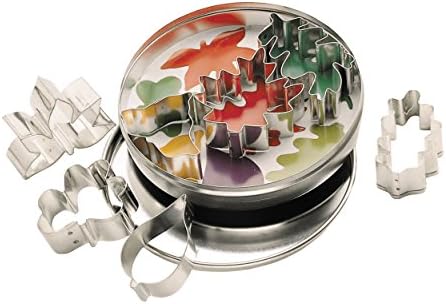KitchenCraft Let's Make Metal Cookie Cutters with Storage Tin - Assorted Leaf Designs (7-Piece Set)
