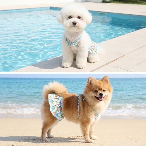 Image of CuteBone Dog Bikini Dress, Stylish Swimsuit Costume for Small Dogs, Comfortable & Adjustable Puppy Bathing Suit, Soft Outfit Pet Apparel for Beach, Pool and Summer Fun DB42M