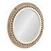 Kate and Laurel Maddigan Rustic Beaded Round Mirror, 28 Inch Diameter, Rustic Brown and White, Decorative Farmhouse Circle Mirror with Distressed Finish