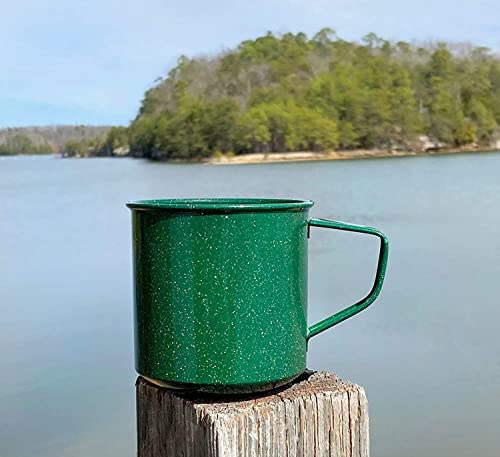 Darware Enamel Camping Coffee Mugs (Set Of 4, 16Oz, Green); Metal Cups For Hiking, Travel, Fishing, Picnics, And Hunting; Lightweight And Portable #TOP3