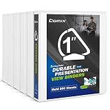 Comix Durable 3-Ring Binder with 1-inch D-Shaped Rings, Hold up to 225 Sheets of Letter Size Paper,