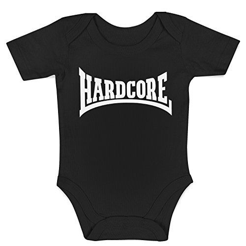 LaMAGLIERIA Body Bebè Hardcore - White Print Punk Rock Baby Body, 3-6 MESI, Negro