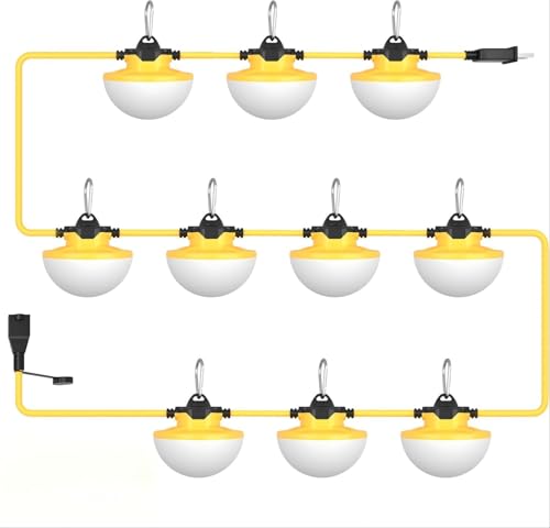 YXL 16000LM 130W Construction String Lights, 100FT Industrial LED String Work Lights, IP65 Waterproof 18AWG Wire 5000K Super Bright for Construction Sites Temporary Work Jobsites Outdoor Lighting