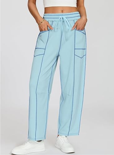 Pantalon decontracte avec poches style barrel chic pour femme moderne