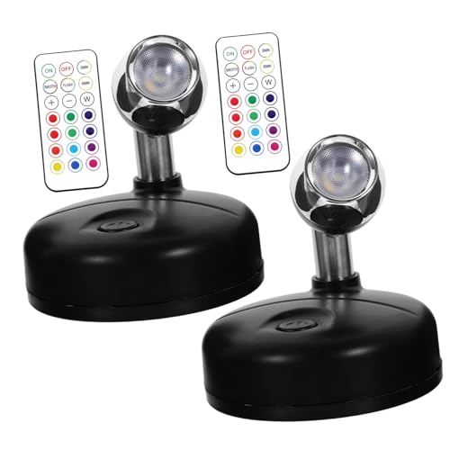 SHINEOFI 2pcs Led Spotlight Remote Control Color Battery Operated Accent Lights for Home Display and Indoor Decor