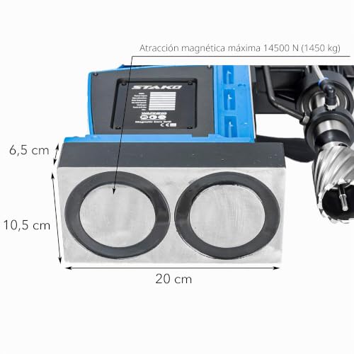 Miniatura 9 de Stako Taladro Magnético De 1800 W Con Maletín St-28re Max.Ø80 Mm Fuerza Magnética 16500n Taladro Central Portátil Para Trabajar Metal Con Weldon 19 Mm Y Portabrocas 3-16 Mm Y Soporte De Rosca M3