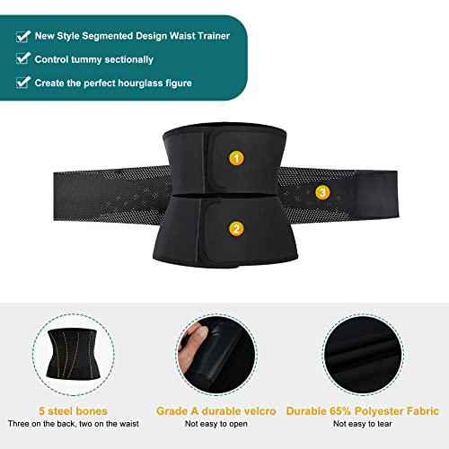 Sunacgo Waist Trainer For Women Workout Waist Cincher Trimmer 3 Segmented Underbust Corset Tummy Control Hourglass Body Shaper(Black, X-Large) #TOP2