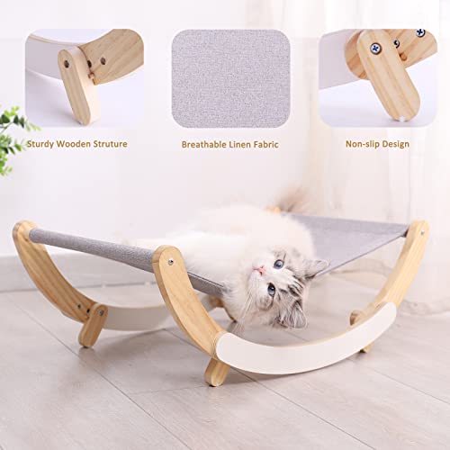 Lcrunone Cat Hammock, Pet Bed, Solid Wood Fancy Swing Chair, 2 In 1 Chair And Hammocks, Cat Furniture Gift For Your Small To Medium Size Cat And Dog #TOP3