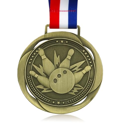 YUJUE Bowling Medals - 3.34 Inch Wide Championship Medals Bowling Trophy Medals for Bowling Tournament Party Club or Celebration Souvenirs