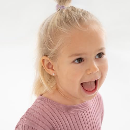 In Season Jewelry 14k Yellow Gold Simulated Pearl Stud Earrings - Small Simulated Pearl Earrings For Babies and Toddlers - Baby Girl Earrings For Special Occasions2