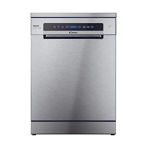 Candy RapidÓ CF 6C4F1X Lavastoviglie, 16 Coperti, Wi-Fi + BLE, Connesso, 8 Programmi, Smart Basket e Smart Door, Classe C, 59,7x59,8x82 cm, Inox