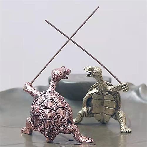 2Pcs Antique Copper Kung Fu Turtle Stick Incense Holder, Small Turtle Incense, Mini Cute Animal Statue Home Incense Holder #TOP7
