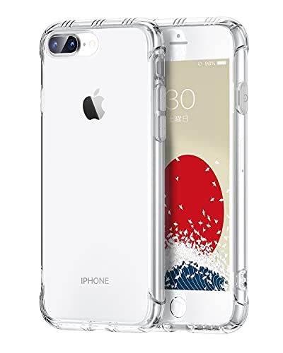 ONES for iPhone 8 Plus/7 Plus Case Clear, Slim Soft TPU Silicone Cover, Military Drop Protective Thin Phone Bumper Case with Shockproof Airbags, Yellowing Resistant, Transparent