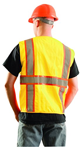 Image of OccuNomix LUX-ATRANS-YXL High Visibility Classic Solid Two-Tone Zipper Surveyor Safety Vest, Class 2, 100% ANSI Polyester Tricot, X-Large, Yellow
