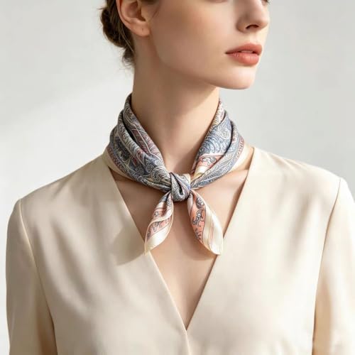 Image of 100% Mulberry Silk Scarf -21 inch Square Neckerchief with Gift Packed