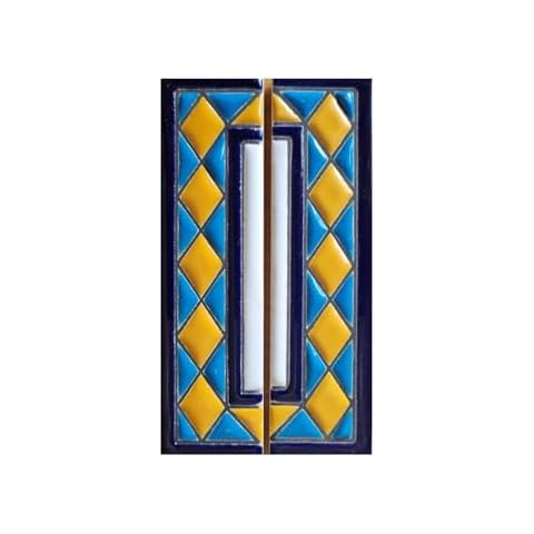 Customisable Spanish Orange & Blue House Number Tiles Cover