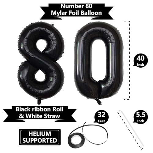 Image of Number Balloons Black Party Balloon - Giant Number 10 Balloon, 40 Inch Large Balloon for Birthday Decorations, Black Party Supplies for Men Women
