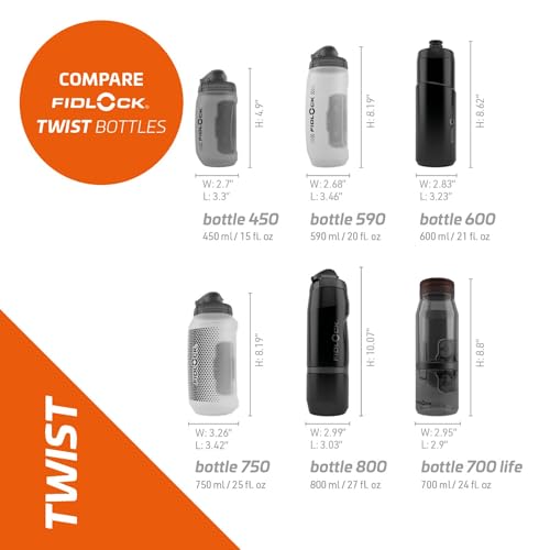 Fidlock TWIST bottle 590 + bike base – 590 ml Fahrrad Trinkflasche mit magnet-mechanischem Flaschenhaltersystem, inkl. Halterung, BPA-frei & spülmaschinengeeignet, Farbe Smoke