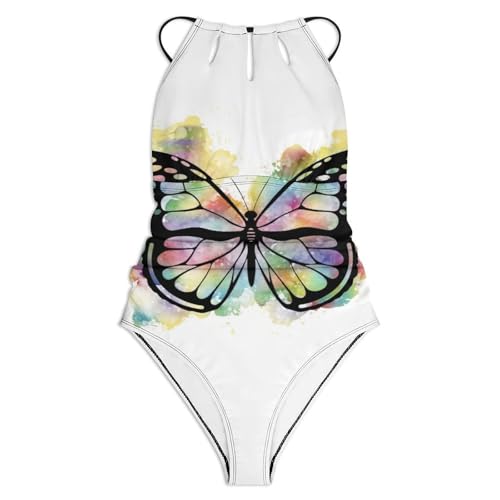 Monokini haut de gamme imprimé papillon maillots de bain doublé