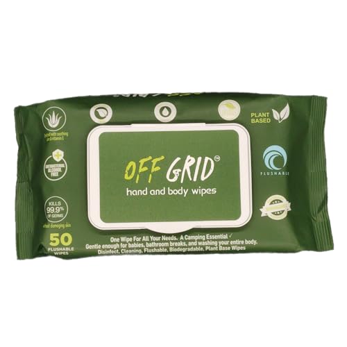 OFF GRID Lenços umedecidos para mãos e corpo | Lenço confiável dos militares dos EUA | Lenços sem ál