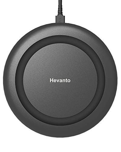 Hevanto Cargador Inalámbrico Rápido,10W para Galaxy S20/Note10/S10/S9/S9+/Note 8/S8/S7/S6,7.5W Base Carga inalambrica para iPhone 11/11 Pro/11 Pro MAX/XS MAX/XR/XS/X/8+/8,AirPods Pro(NO Adaptador)