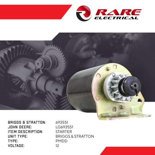 Rareelectrical New Cylinder Starter Motor Compatible With Briggs & Stratton 693551-14 Tooth, Craftsman Lawnmower Steel Flywheel, John Deere Lg693551 - Briggs And Stratton Motors For Riding Mowers #TOP2