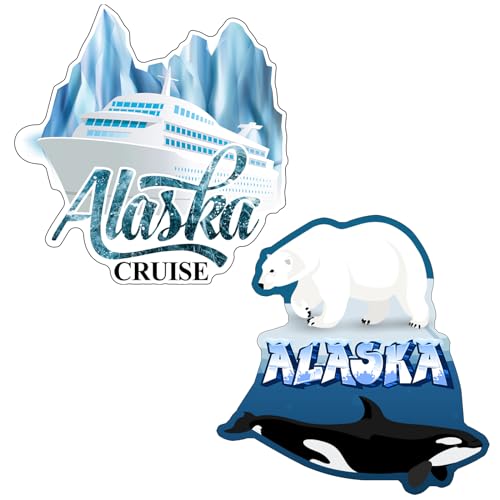 Kanayu 2 Pcs Alaska Cruise Door Decoration Magnetic Large Cruise Door Magnets Funny Refrigerator Magnets Essentials for Carnival Ship Accessories Stateroom Cabin Gift(Bear, Whale)