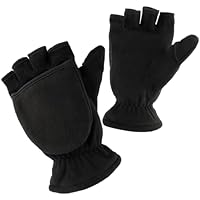 Winterhandschuhe, 1 Paar Winter Warme Handschuhe, Fingerlose Polar Fleece Handschuhe Fäustlinge, Fingerlose Warme Handschuhe Winddichte Handschuhe mit Flip Cover für Männer Frauen (Schwarz, M)
