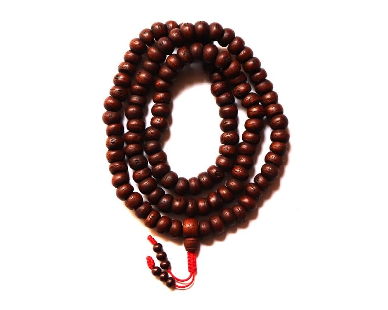 Cuentas Mala de piedra de semillas Bodhi de color marrón oscuro, collar 108 Mala, nudo, collar WWG, joyería de yoga, cuentas de meditación, joyería espiritual, joyería bohemia, 34inch,