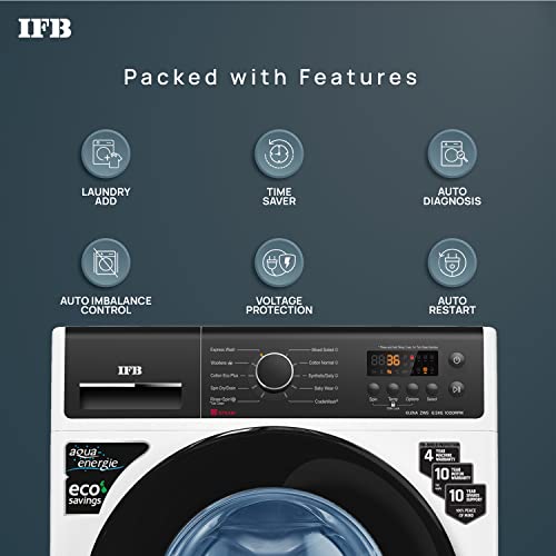 Image of IFB 6.5 Kg 5 Star Front Load Washing Machine 2X Power Steam (ELENA ZWS 6510, White & Black, In-built Heater, 4 years Comprehensive Warranty)