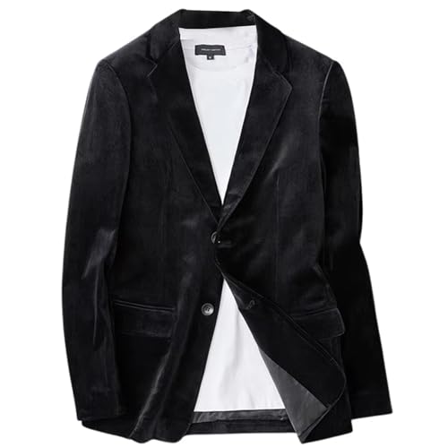 Veste de dîner et de Mariage Homme Blazer Velours Noir Costume Chic Décontracté