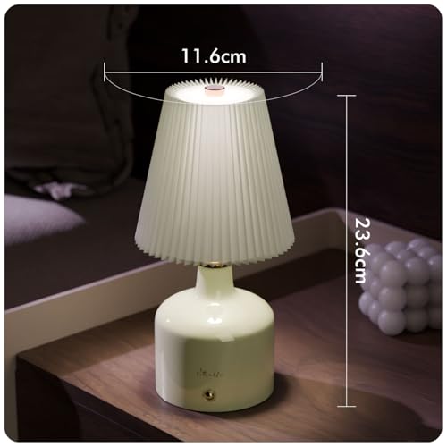 Image of Table Lamp for Bedroom and Living Room | Ceramic Finish Night Light with Frosted Glass Shade | Touch Lamps with Dimmable Brightness for Bed Side Table | Home Decoration Items (Heritage)