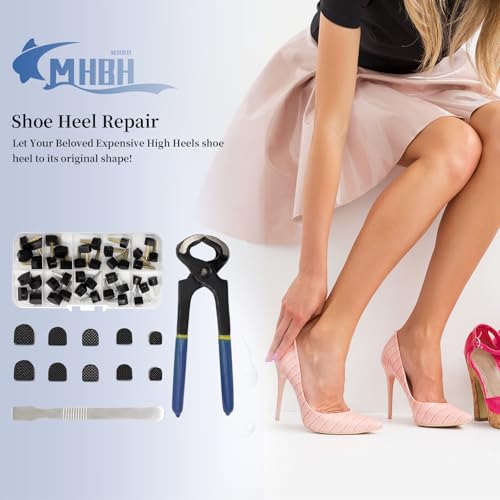 Image of MHBH High Heel Replacement Tips, Shoe Heel Repair - 20 Pairs of Heel Caps Shoe Heel Repair Kit for Women's Shoes, 5 sizes