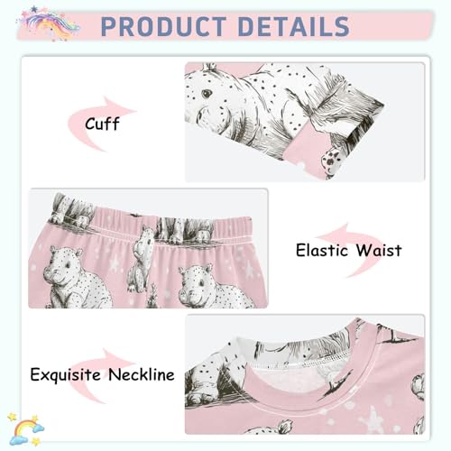 Pajama Sets Long Sleeve Cute Hippos and Winter Trees Soft Comfy Sleepwear 2 Piece PJS 3-8T4