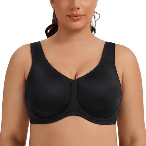 Image of Women's Underwire Sports Bra High Impact Plus Size Full Support Running Bra
