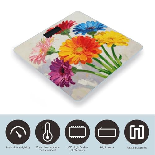 Báscula Digital de Baño Colorful Gerbera con Display LCD miniatura 3