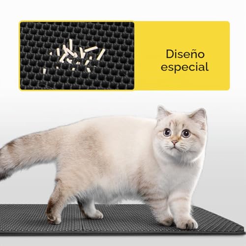 Miniatura 5 de Nobleza- Alfombra Para Gatos,Estera Arena Gatos, 60x40cm Diseño De Doble Capa En Forma De Panal,Antideslizante Estera Arena Gatos,Plegable Cat Litter Mat,Material