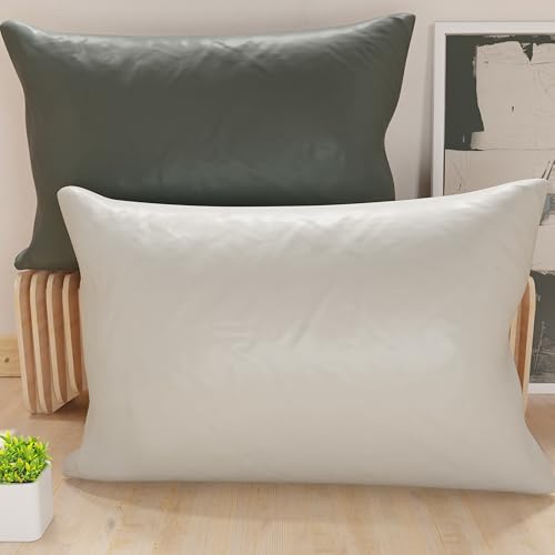 PETTI Artigiani Italiani - Coppia di Federe Cuscino 70x40 cm in Microfibra, Cuscini Arredo Camera da Letto, Divano, Set 2 Fodere Copricuscino, Federa Double Face Grigio Chiaro e Scuro