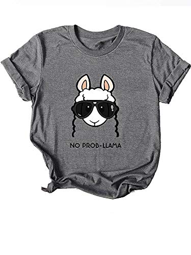 Changxi Mulheres de verão Sem Problema T-Shirt Lhama Bonito Dos Desenhos Animados eça Imprimir O Pes