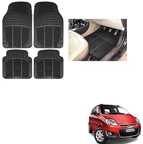 Image of Auto Addict Rubber Mats Car Foot Mats (Black,Set of 4Pcs) for Chevrolet Spark