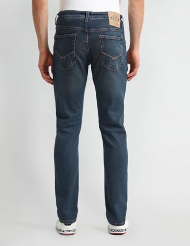 Image of U.S. Polo Assn. Denim Co. Blue Solid Mid Rise Light Button Stretchable Cotton 1050 Men's Jeans