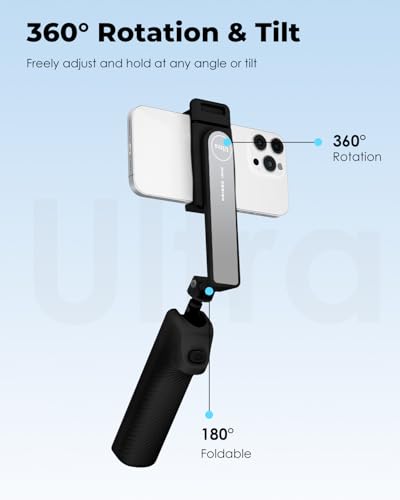 Perche à selfie télescopique 68 cm légère 138 g noire avec bouton de commande