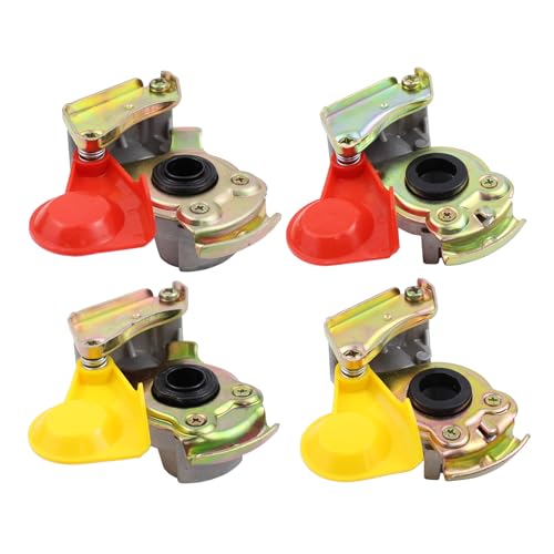 Kupplungskopf M16 mit Ventil ohne Ventil Set Druckluftkopf rot gelb M16x1,5 mit Staubkappe Filter für LKW Zugmaschine Traktor Druckluft Motorwagen Zugfahrzeug Traktoren Bremse Anhänger Auflieger