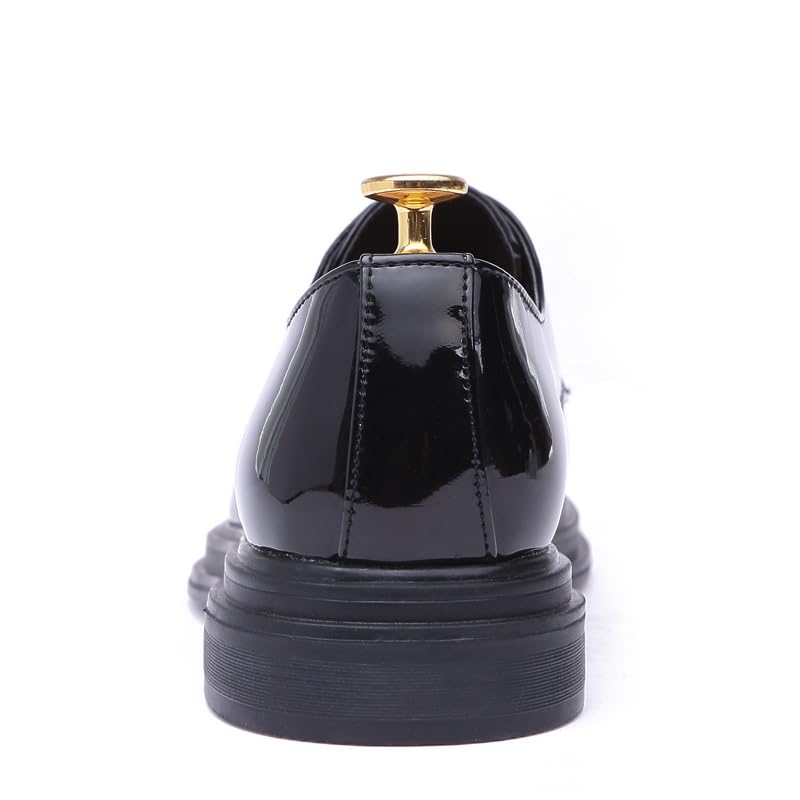 Dress Oxford Shoes for Men Lace Up Pointed Toe Vegan Leather Shiny Derby Shoes Rubber Sole Low Top Slip Resistant Prom3