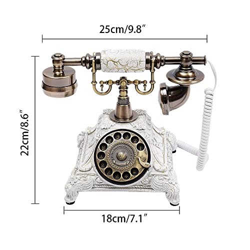 Teléfono Retro de Escritorio con Disco Giratorio Color Blanco miniatura 5