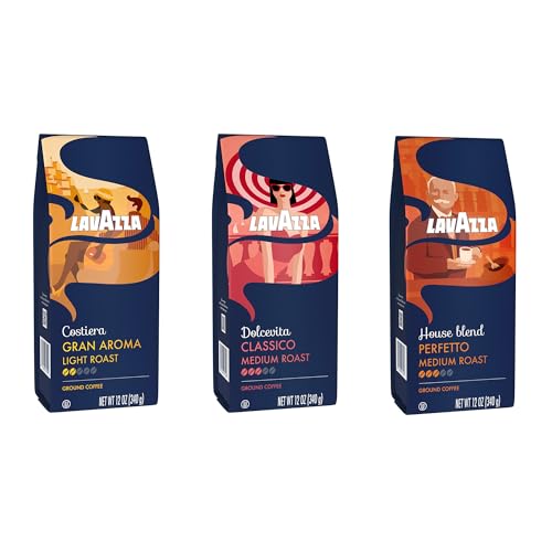 Lavazza Ground Coffee Selection: Classico, Granaroma, Perfetto (3 x 12 oz Bags)